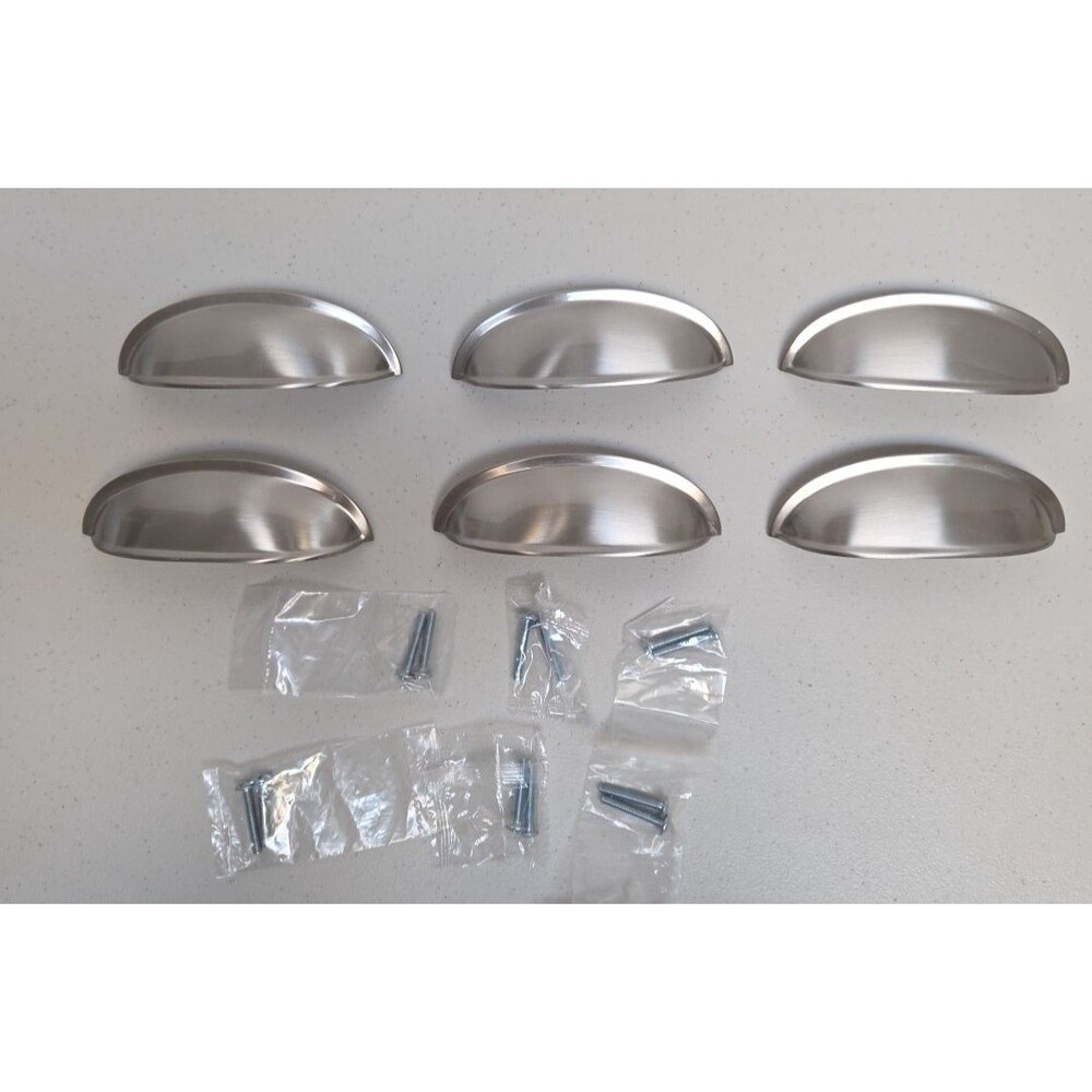 6 Rustic Cup Half Shell  Pulls Drawer Handles Cabinet Hardware and Screws